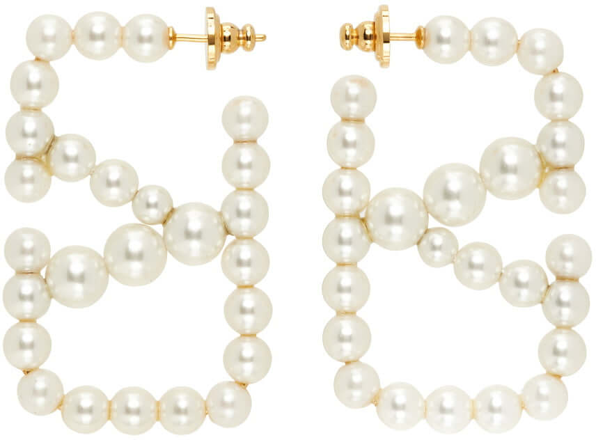 White VLogo Signature Pearl Earrings