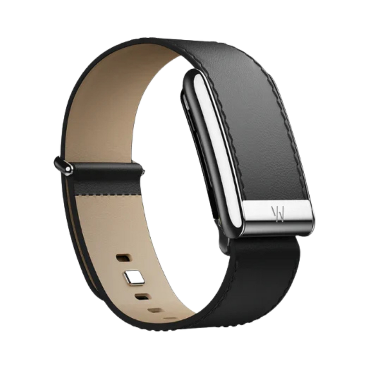 Whoop 5.0 Leatherluxe Straight Black/Cream with Titanium Band (12 Month Peak Subscription Included)