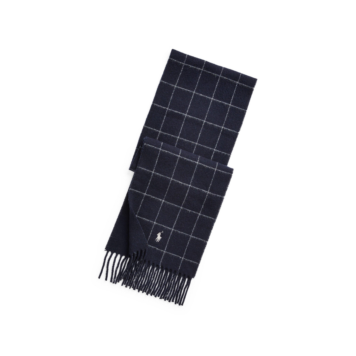 Windowpane Plaid Wool Blend Scarf