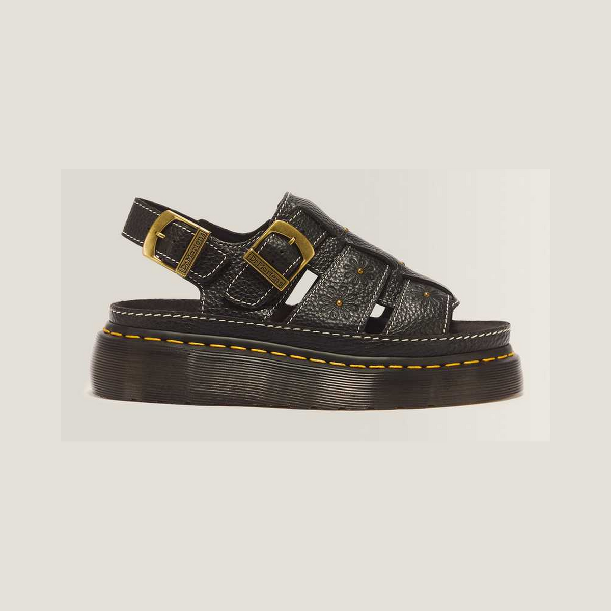 Wrenlie Open Toe Nappa Leather Fisherman Platform Sandals — BLACK MILLED NAPPA
