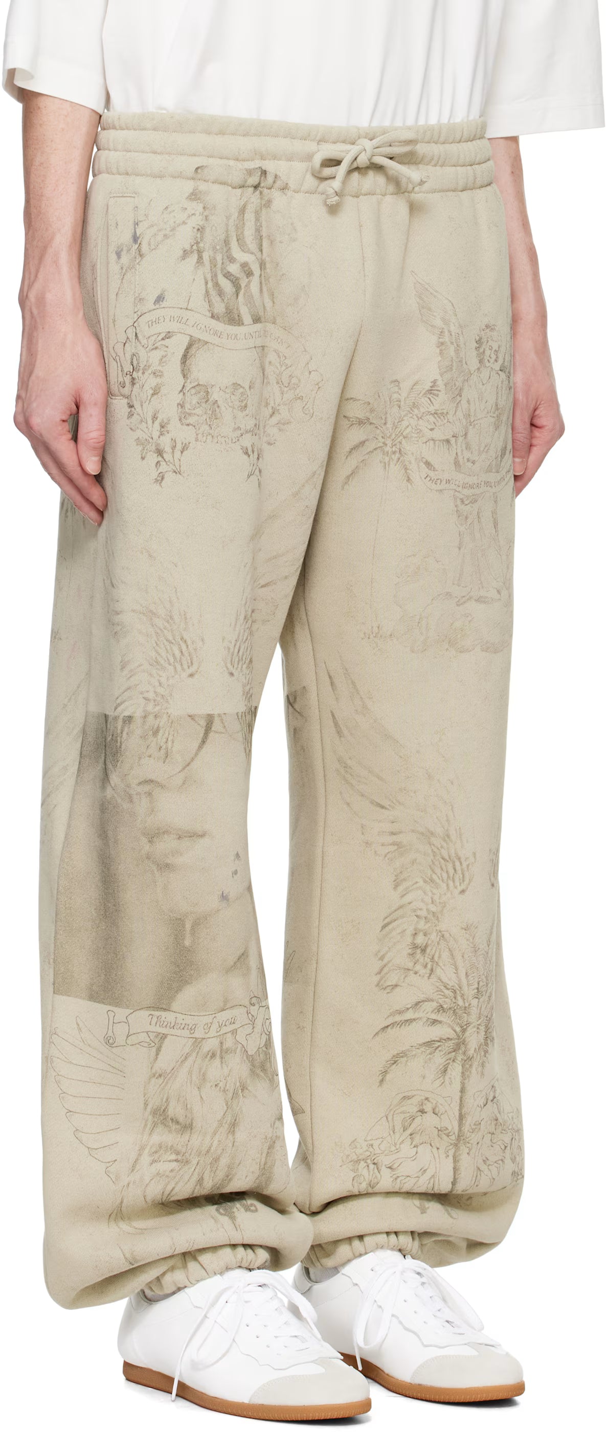 Beige Pencil All Over Sweatpants