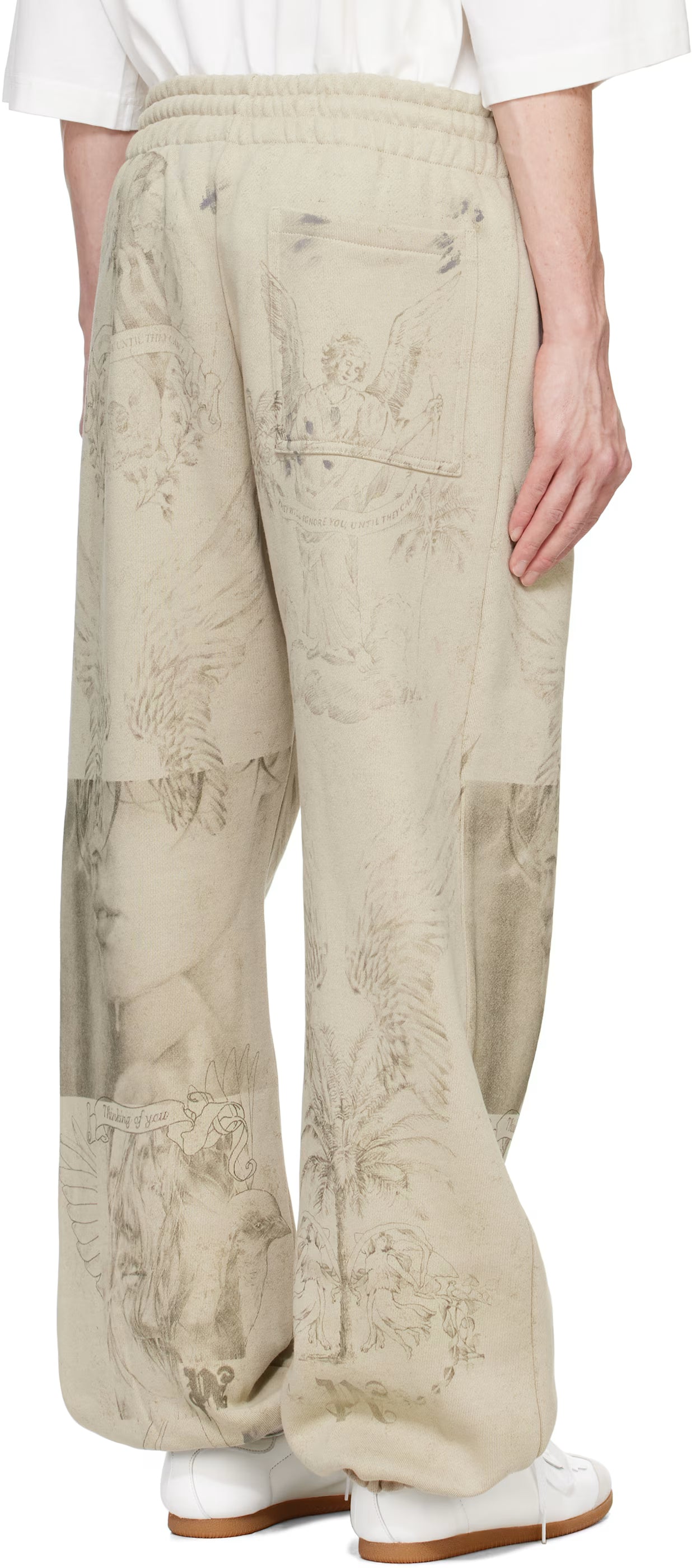 Beige Pencil All Over Sweatpants