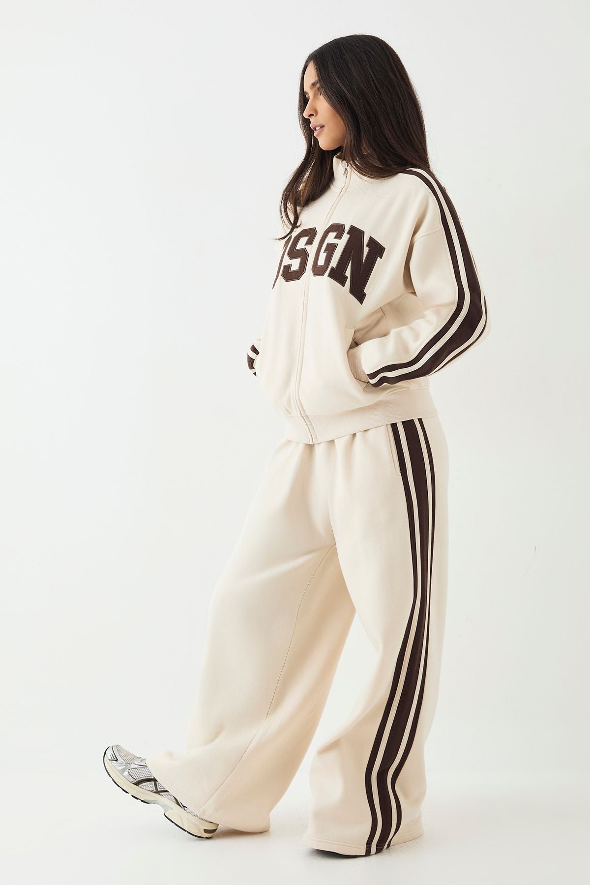 DSGN Studio Side Stripe Funnel Neck Zip Through Bomber Tracksuit