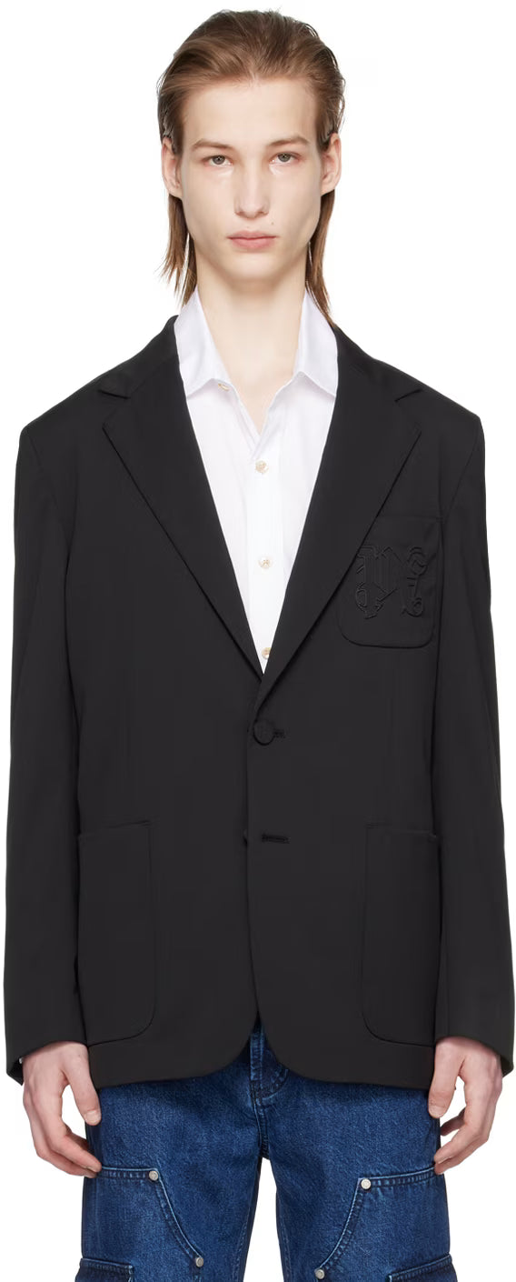 Black Monogram Pocket Blazer