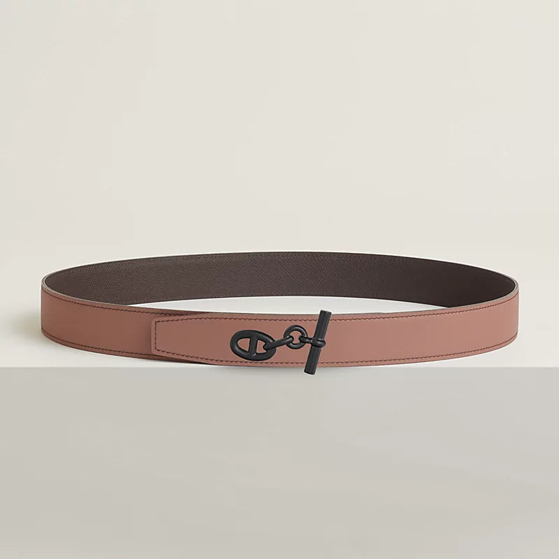 Yachting belt buckle & Reversible leather strap 32 mm