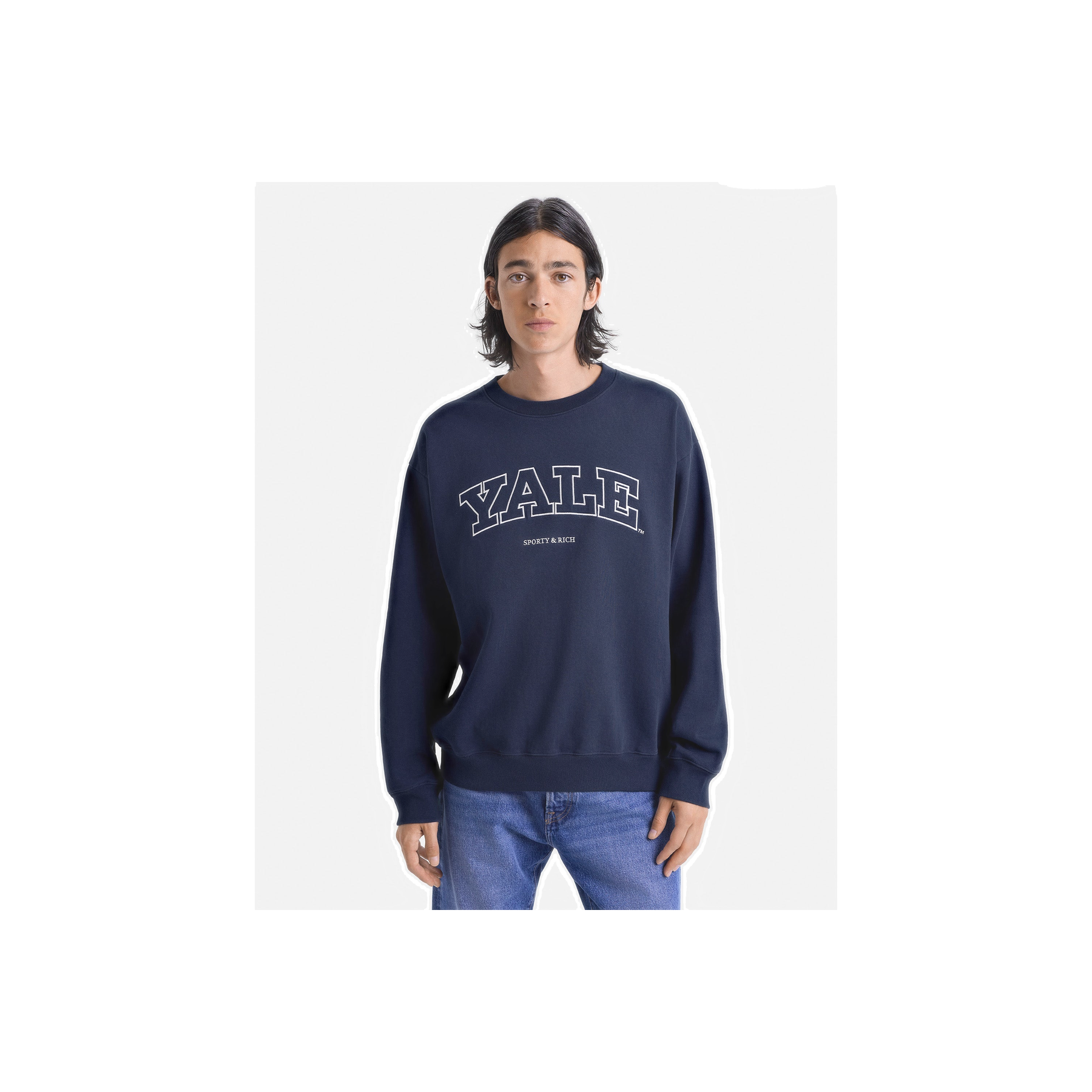 Yale Ivy Crewneck - Navy/White