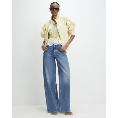 Yellow Batwing Low Belt Bomber Jacket