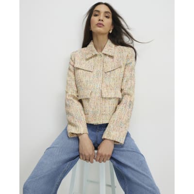 Yellow Boucle Pocket Jacket