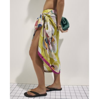 Yellow Floral Print Sarong