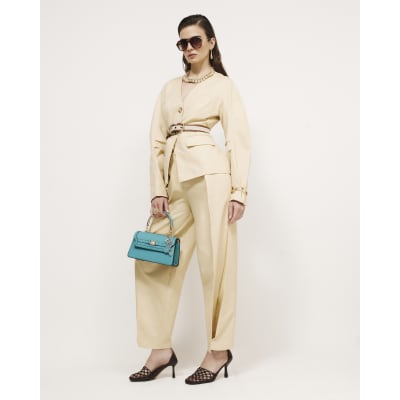 Yellow High Waisted Tapered Trousers