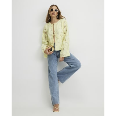 Yellow Long Sleeve 3D Floral Jacket