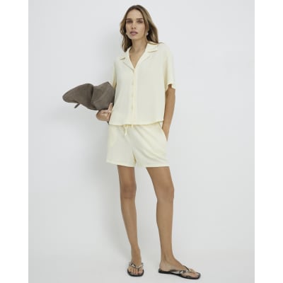 Yellow Short Sleeve Textured Shirt