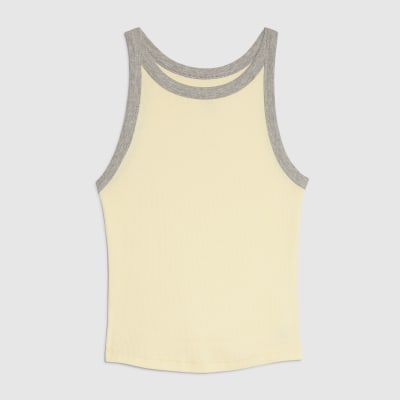 Yellow Sleeveless Ribbed Tipped Tank Top
