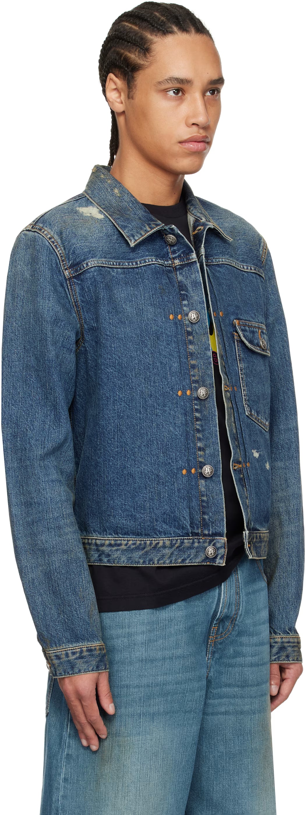 Blue Curved Logo Denim Jacket