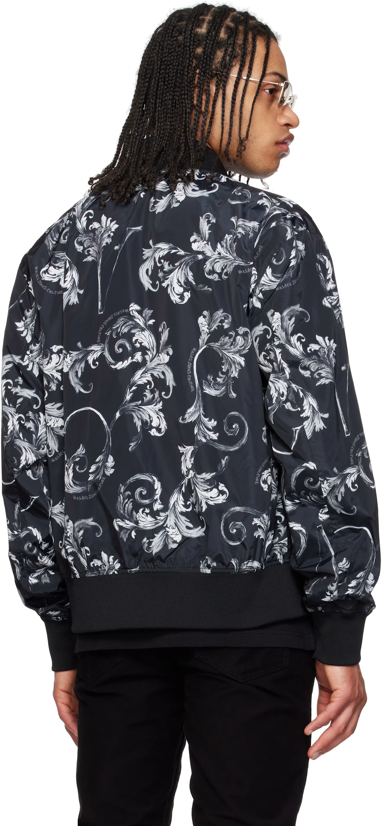 Black Barocco Reversible Bomber Jacket