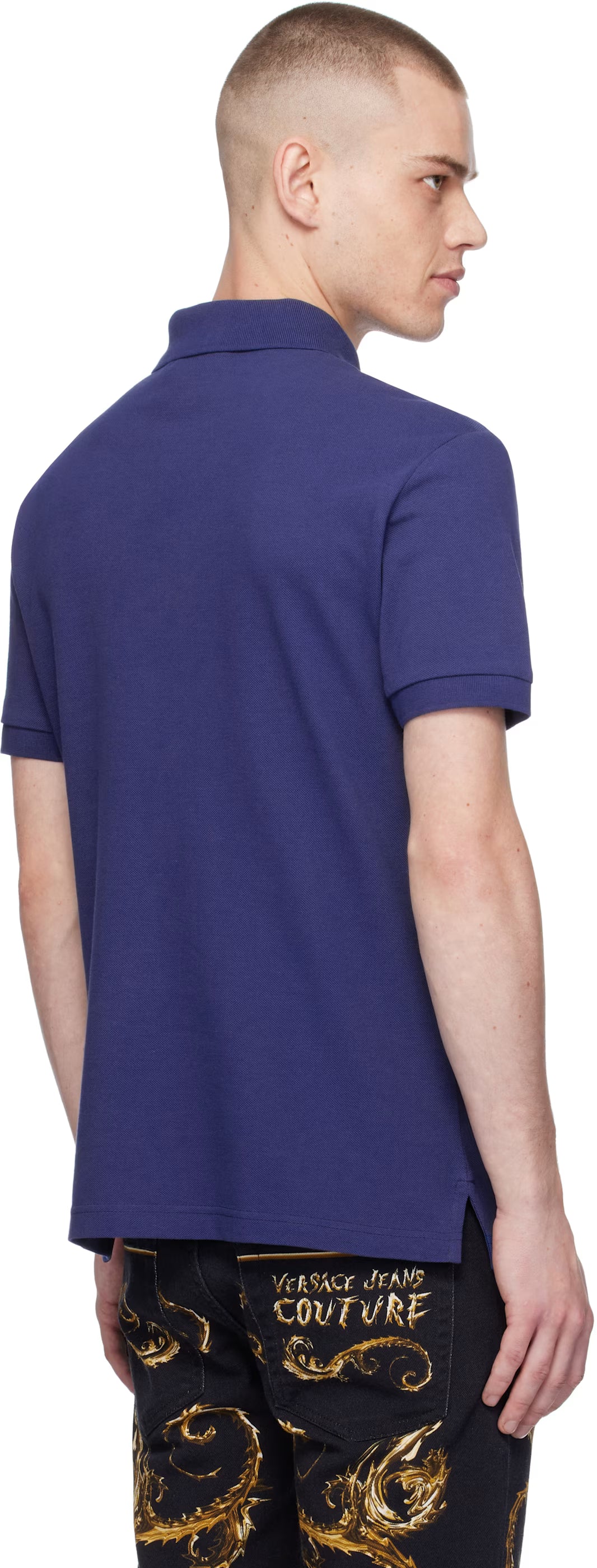 Blue Logo Slim-Fit Polo