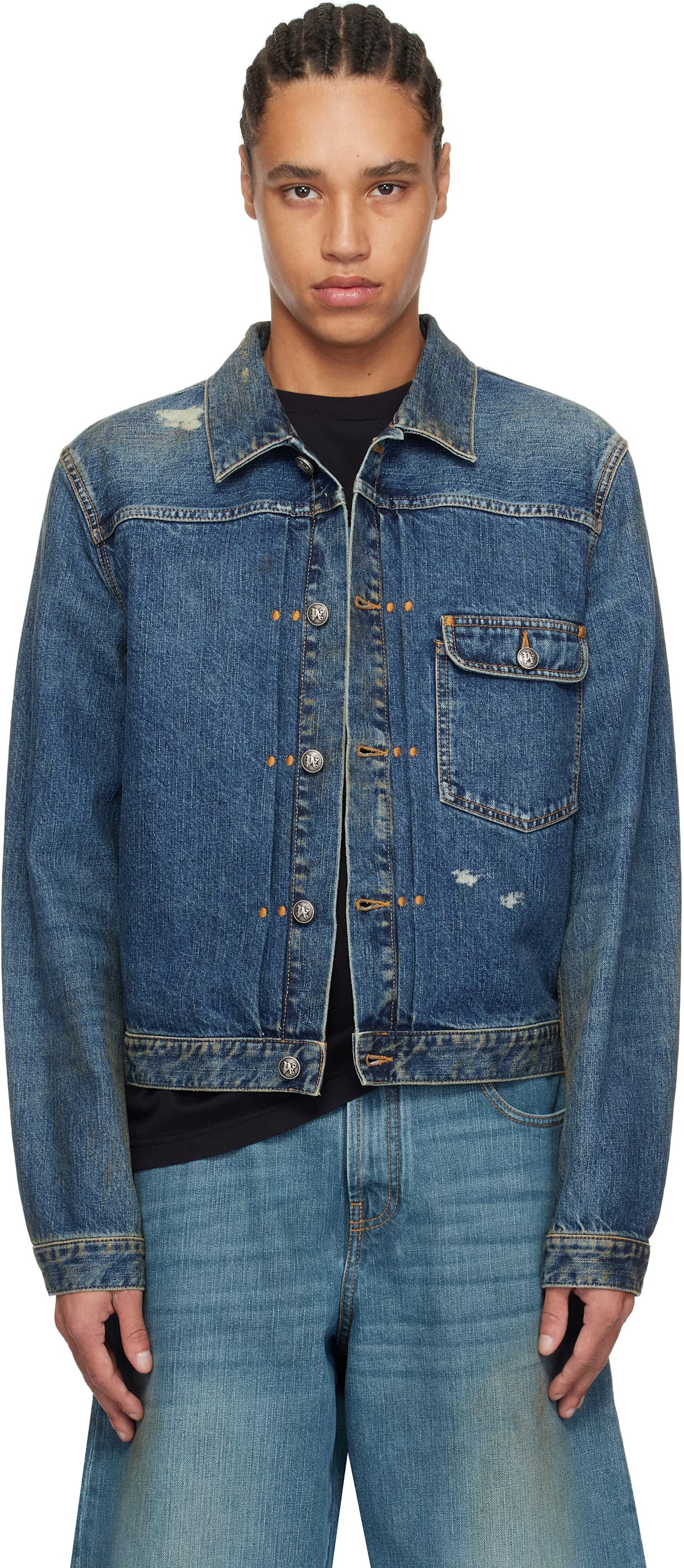 Blue Curved Logo Denim Jacket