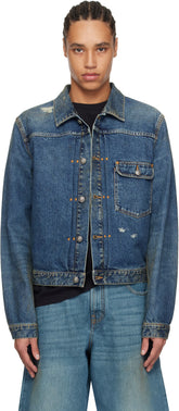Blue Curved Logo Denim Jacket