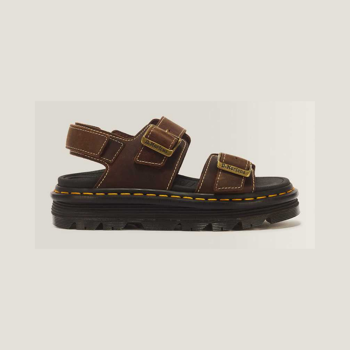 Zebzag Crazy Horse Leather Sandals — Dark Brown