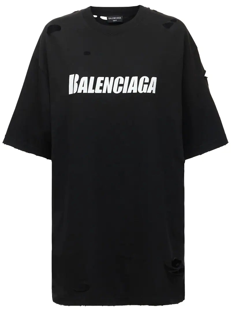 Balenciaga Balenciaga Logo Oversized Distressed Tee - Size: XS T-Shirts | Shop From The Mirage
