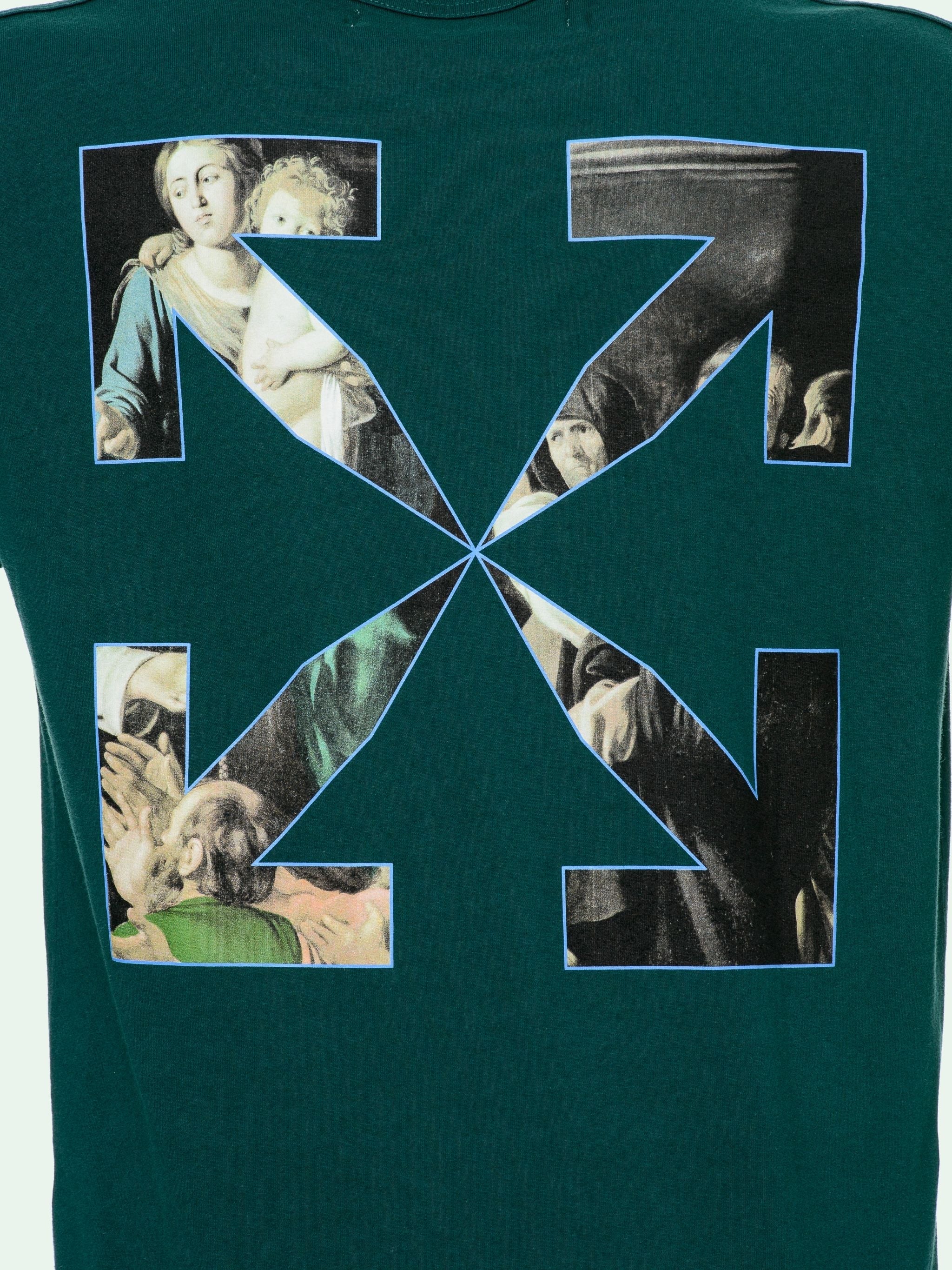 Off White Off White Caravaggio Painting Slim Tee - Green - Size: XS T-Shirts | Shop From The Mirage