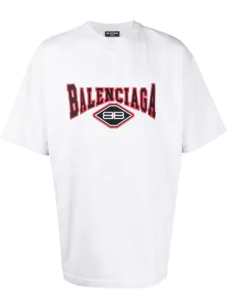 Balenciaga Balenciaga SS22 Logo Embroidered Jersey Tee - Chalk - Size: XXS T-Shirts | Shop From The Mirage