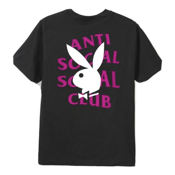 Anti Social Club Anti Social Social Club x Playboy Remix BLack T-shirt - Size: S T-Shirts | Shop From The Mirage