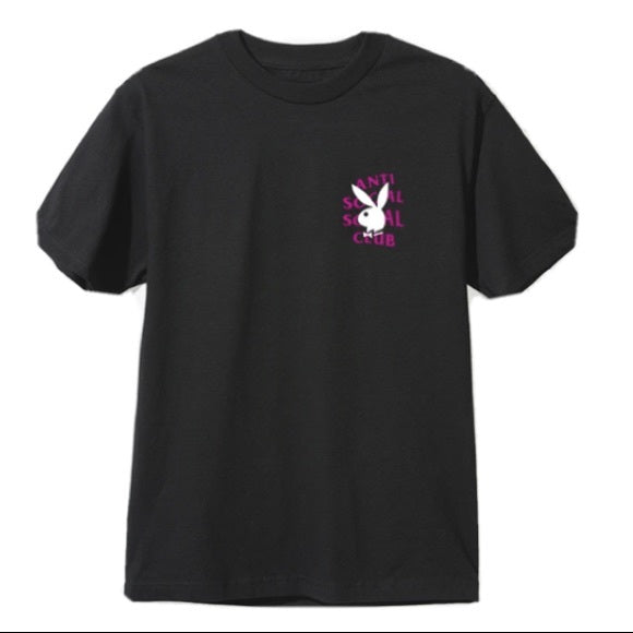 Anti Social Club Anti Social Social Club x Playboy Remix BLack T-shirt - Size: S T-Shirts | Shop From The Mirage