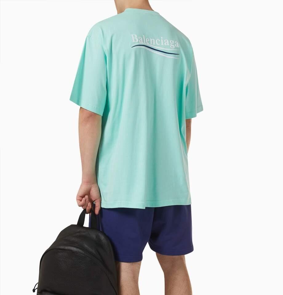 Balenciaga Balenciaga FW22 Embroidered Campaign Tee - Mint - Size: XS T-Shirts | Shop From The Mirage