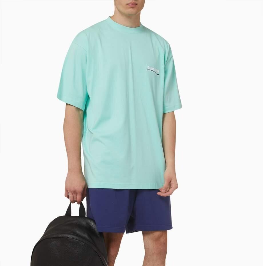 Balenciaga Balenciaga FW22 Embroidered Campaign Tee - Mint - Size: XS T-Shirts | Shop From The Mirage