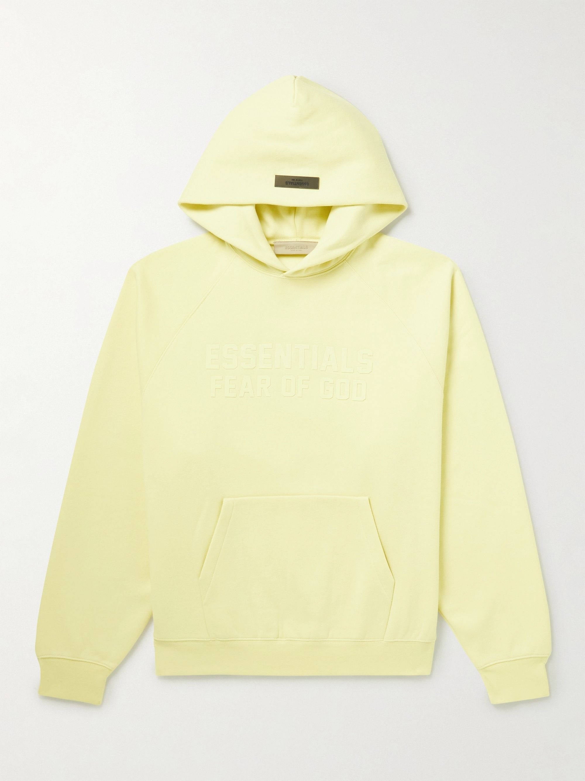 Essential Essentials Logo-Flocked Cotton-Blend Jersey Hoodie Canary - Size: XS Hoodies | Shop From The Mirage