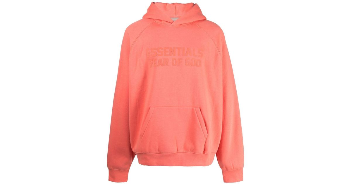 Essential Essentials Logo-Flocked Cotton-Blend Jersey Hoodie Coral - Size: XS Hoodies | Shop From The Mirage