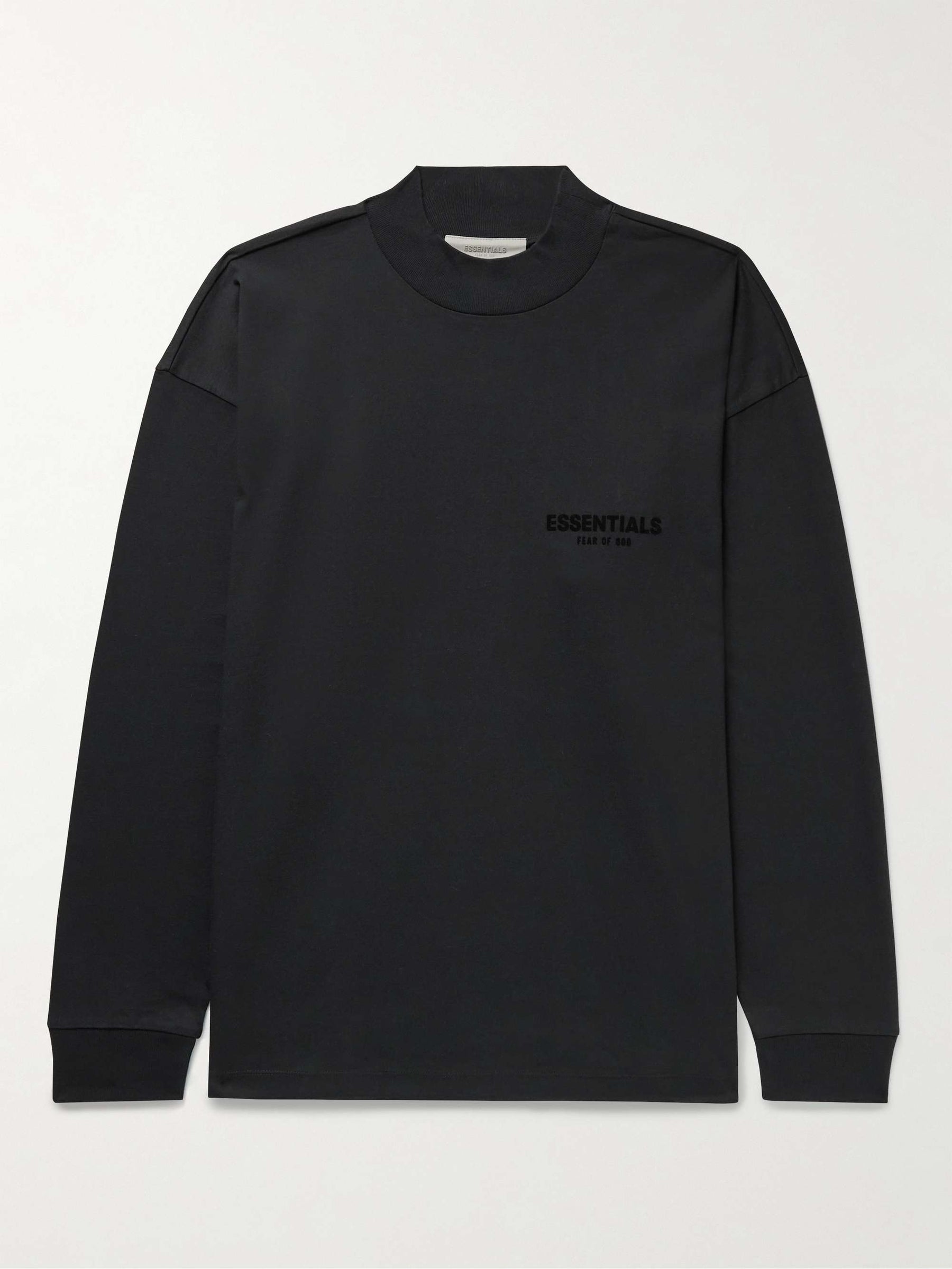 Essential Essentials Logo-Flocked Cotton-Jersey T-Shirt Off Black - Size: XS Sweatshirts | Shop From The Mirage