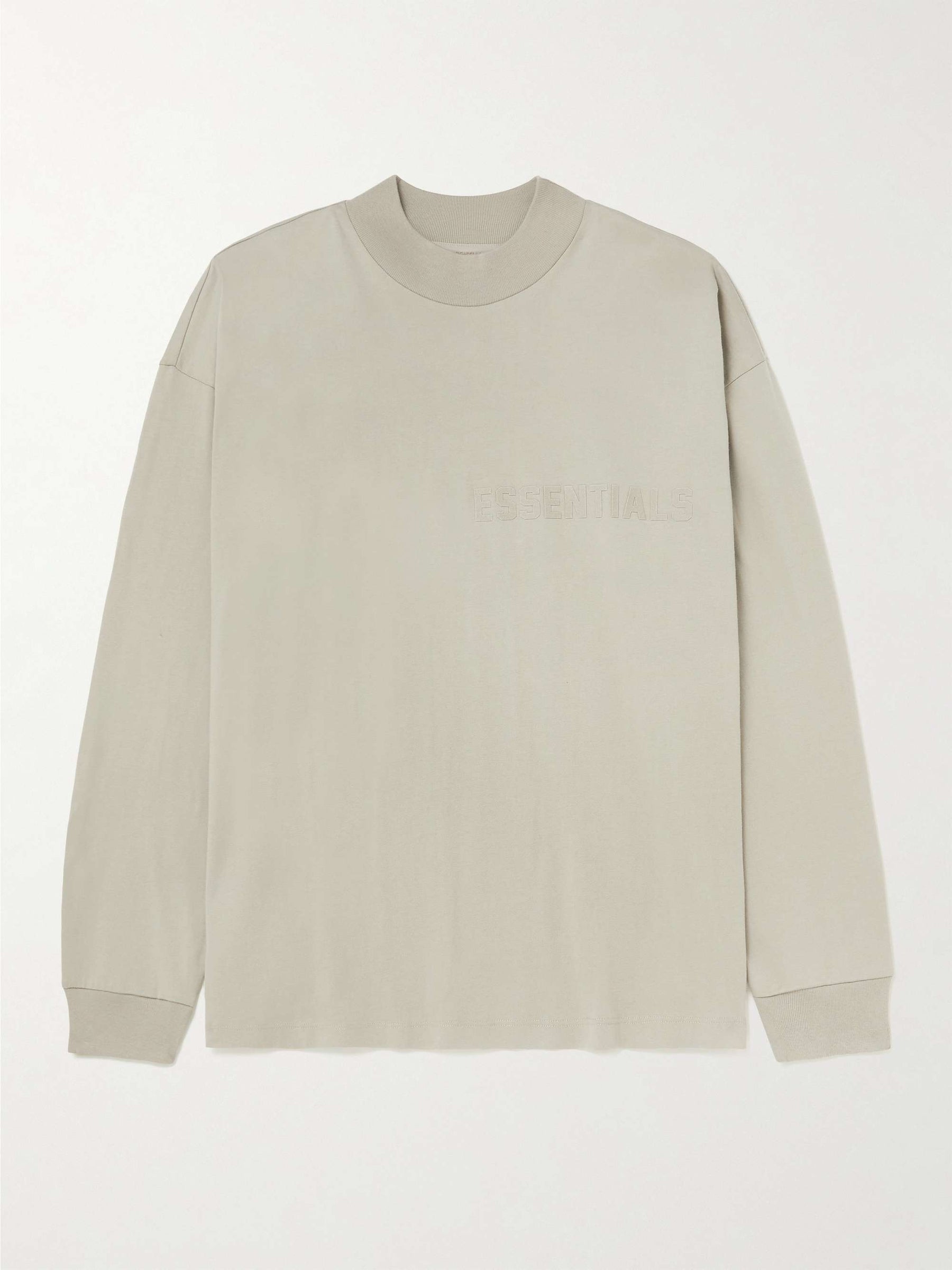 Essential Essentials Logo-Flocked Cotton-Jersey T-Shirt Smoke - Size: XS Sweatshirts | Shop From The Mirage