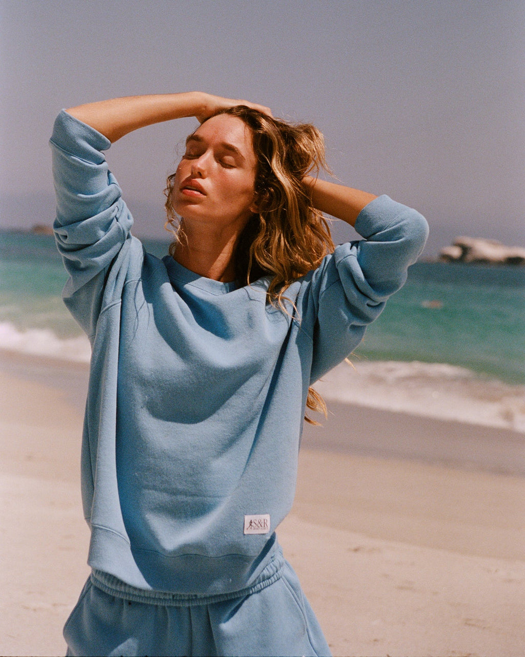 SR Runner Soft Crewneck - Juniper/White