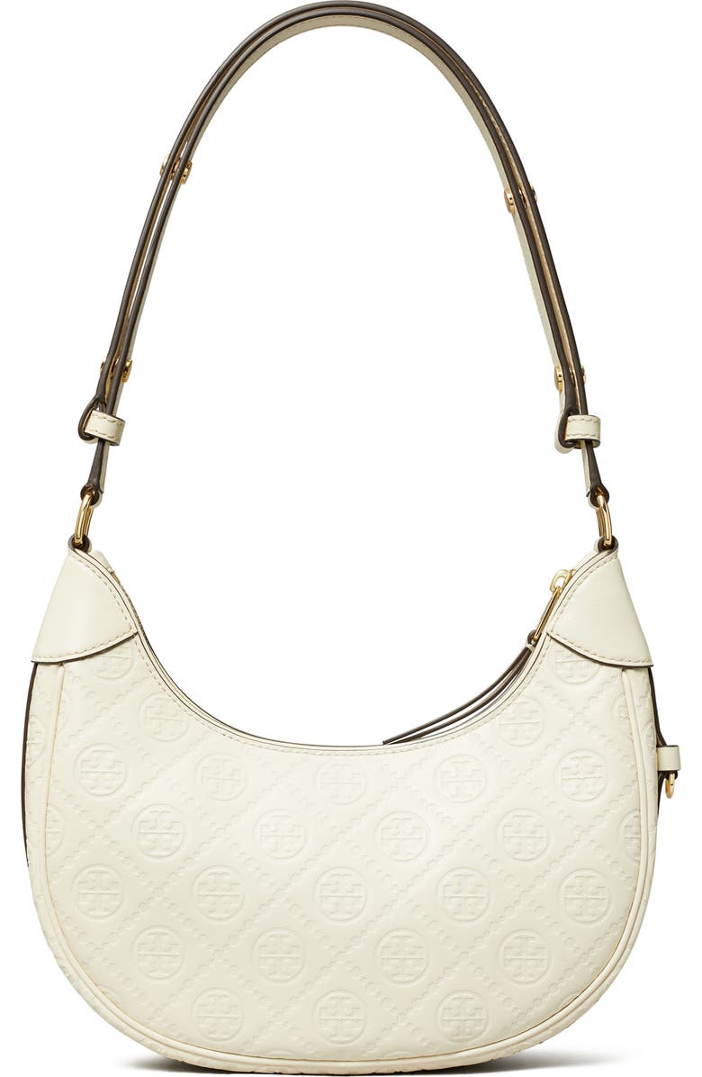 T-Monogram Embossed Crescent Shoulder Bag
