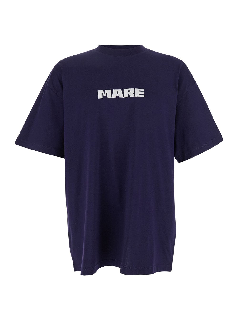 Msgm Blue T-Shirt with Print on the Front and Logo on the Back in Cotton Man