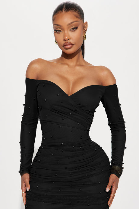 Adah Mesh Midi Dress - Black