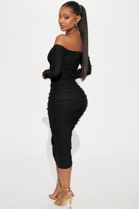 Adah Mesh Midi Dress - Black
