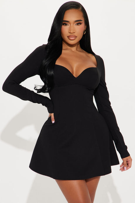 Amelia Ponte Mini Dress - Black