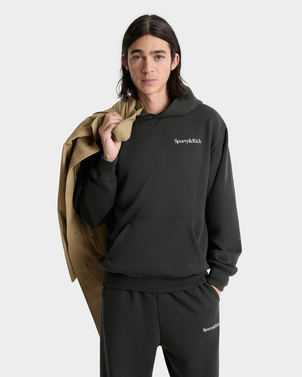 Health Is Wealth Soft Hoodie - Faded Black/White