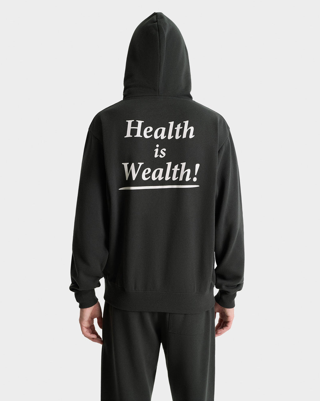 Health Is Wealth Soft Hoodie - Faded Black/White