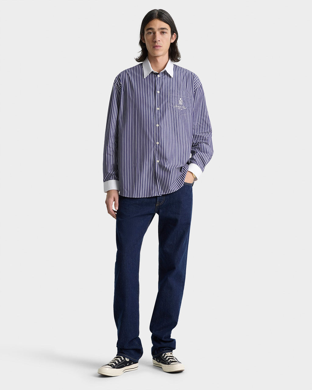 Vendome Oversized Shirt - Blue Striped/White