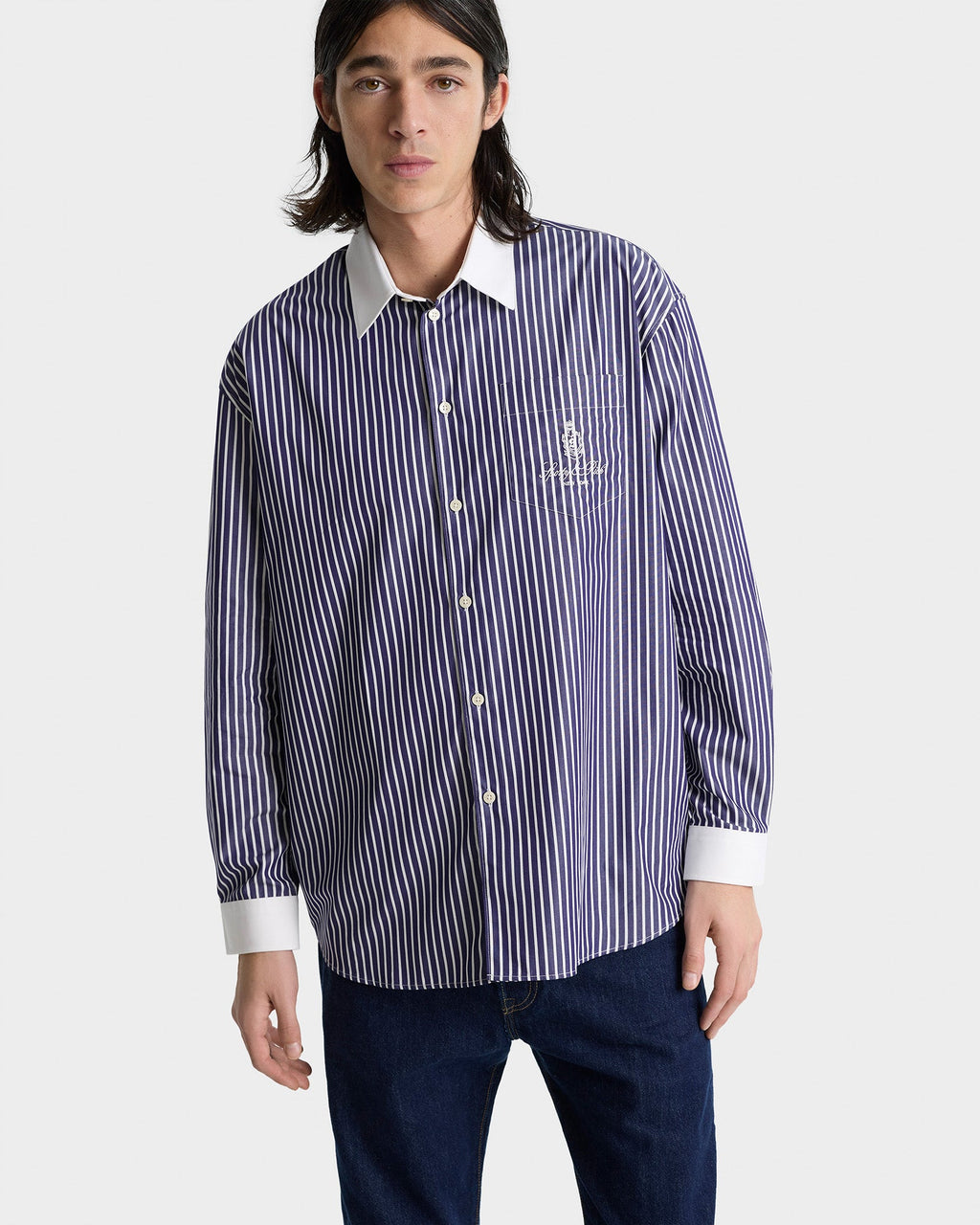 Vendome Oversized Shirt - Blue Striped/White
