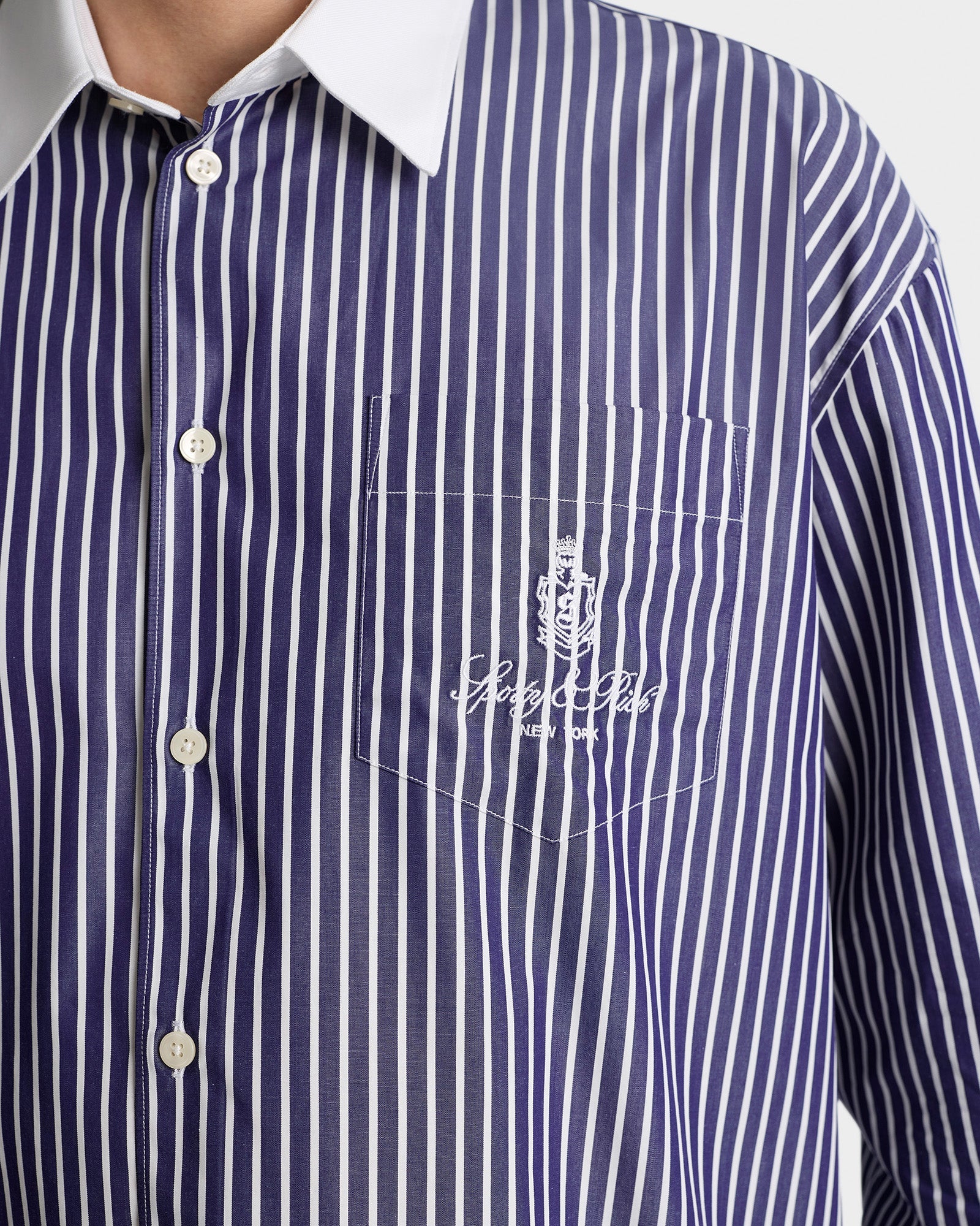 Vendome Oversized Shirt - Blue Striped/White