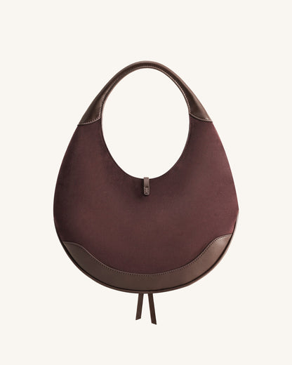 Colette Faux Suede Crescent Hobo Bag - Deep Claret
