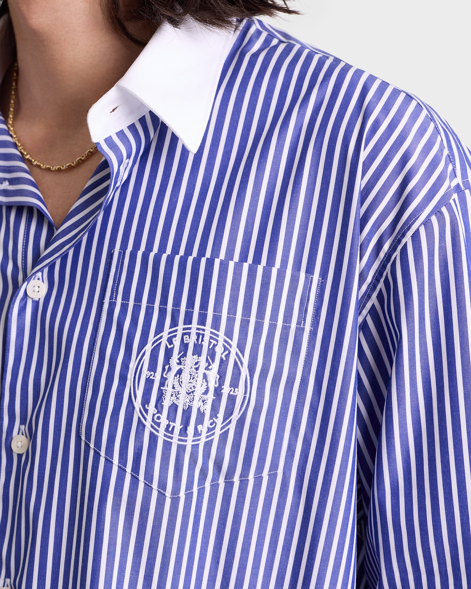 Bristol Crest 100th Oversized Shirt - Navy/White
