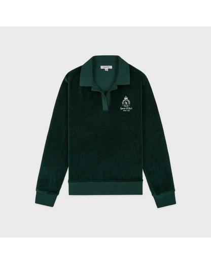 Crown Tennis Velour Short - Forest/Ecru