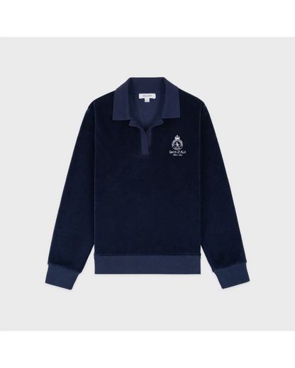 Crown Tennis Velour Short - Navy/Ecru