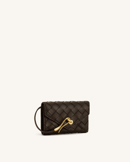 Celeste Woven Textured Envelope Wallet - Black